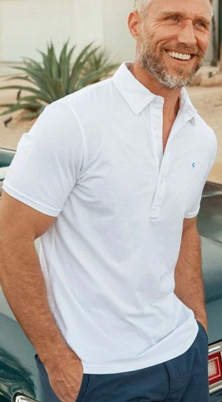 CRIQUET White Short-Sleeve Polo Shirt, Size L, Slim Fit, Made in Peru